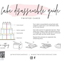 Instructions on how to disassemble and cut your tiered cake
